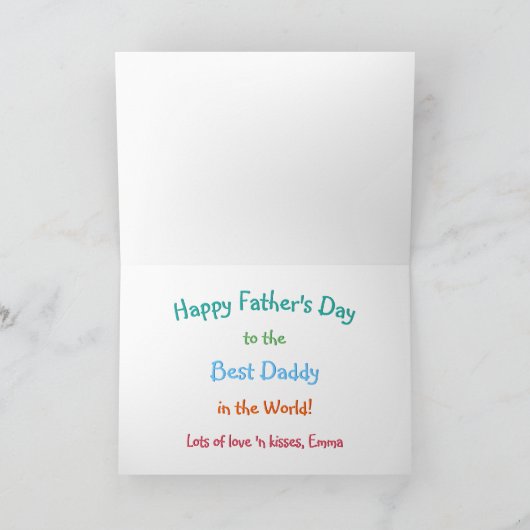 Ik hou van jou om papa ABCD Fathers Day Birthday t Kaart (Binnen)