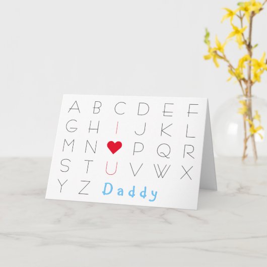 Ik hou van jou om papa ABCD Fathers Day Birthday t Kaart (Gele Bloem)