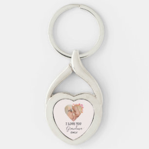 Ik hou van jou oma Gepersonaliseerde hartvormige Sleutelhanger