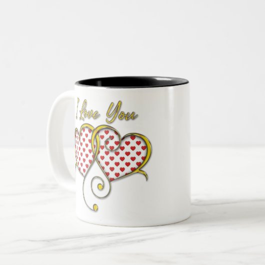 Ik hou van jou ontwerp tweekleurige koffiemok (Voorkant links)