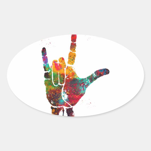 Ik Hou Van Jou Ovale Sticker (Voorkant)