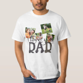 Ik hou van jou papa 4 foto collage roestige hout t t-shirt