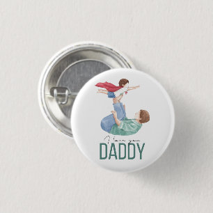 Ik hou van jou papa Superheld vader en kind knop Ronde Button 3,2 Cm