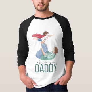 Ik hou van jou papa Superheld vader en kind Raglan T-shirt