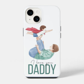 Ik hou van jou papa Superheld vader en kind telefo iPhone 14 Hoesje