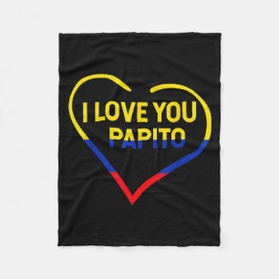 Ik hou van jou Papito Vlag Colombia Vlag Gelukkig Fleece Deken