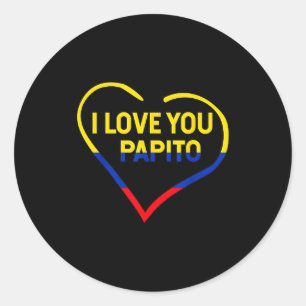 Ik hou van jou Papito Vlag Colombia Vlag Gelukkig Ronde Sticker