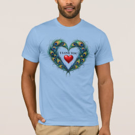 Ik Hou Van Jou Pauwveer Hart Mannen T-Shirt