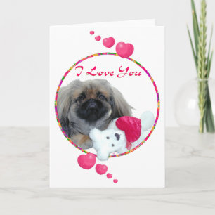 Ik Hou Van Jou Pekingese Puppy Feestdagen Kaart