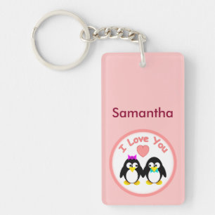 Ik Hou Van Jou, Pinguïn, Gepersonaliseerd Sleutelhanger
