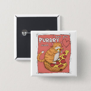 Ik Hou Van Jou Purrry Veel Grappige Cateigenaar Ca Vierkante Button 5,1 Cm