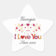 IK HOU VAN JOU Red Heart Gold Ribbon Vintage Valen