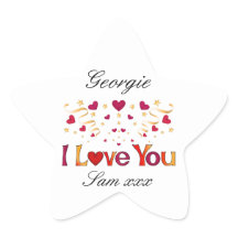 IK HOU VAN JOU Red Heart Gold Ribbon Vintage Valen