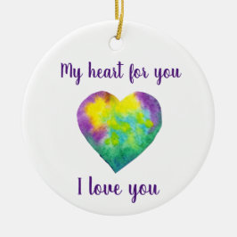 Ik hou van jou regenboog hart Valentijnsdag Keramisch Ornament