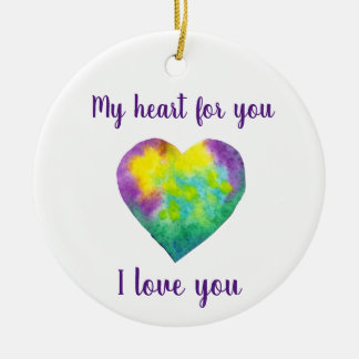 Ik hou van jou regenboog hart Valentijnsdag Keramisch Ornament