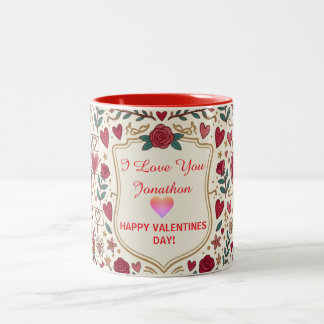 Ik hou van jou Retro Valentijnsdag Cadeau Tweekleurige Koffiemok