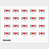 Ik hou van jou: rode hart aangepaste namen en datu vierkante sticker (Vel)
