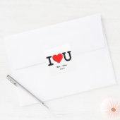 Ik hou van jou: rode hart aangepaste namen en datu vierkante sticker (Envelop)
