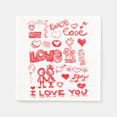 Ik hou van jou, rode harten servet (Voorkant)