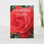 Ik hou van jou rode roos bloem gepersonaliseerd  kaart (Voorkant)