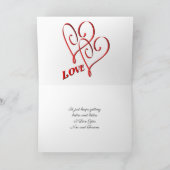 Ik hou van jou rode roosknop bloem gepersonaliseer kaart (Binnen)