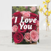 Ik Hou Van Jou Rode Roze Rozen Kaart (Gele Bloem)