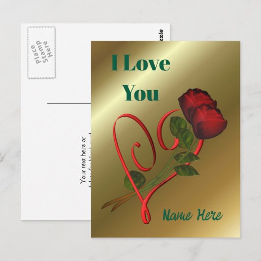 Ik Hou Van Jou Rode Rozen Hart Persoonlijk Briefkaart (Voorkant / Achterkant)