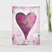 "Ik hou van jou" Roze Hart Liefde Kaart (Voorkant)
