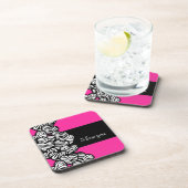 Ik hou van jou roze zwart wit zebra hart patroon onderzetter (Rechterzijde)