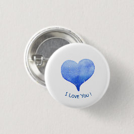 Ik hou van jou Schattig Blauw Hart Valentijn Ronde Button 3,2 Cm