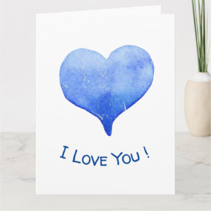 Ik hou van jou Schattig Blauw Hart Valentijnsdag   Kaart
