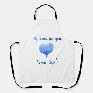 Ik hou van jou Schattig Blauw Hart Valentijnsdag Schort