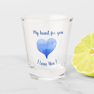 Ik hou van jou Schattig Blauw Hart Valentijnsdag Shot Glas