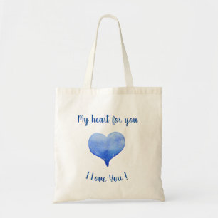 Ik hou van jou Schattig Blauw Hart Valentijnsdag Tote Bag