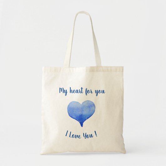 Ik hou van jou Schattig Blauw Hart Valentijnsdag   Tote Bag (Voorkant)