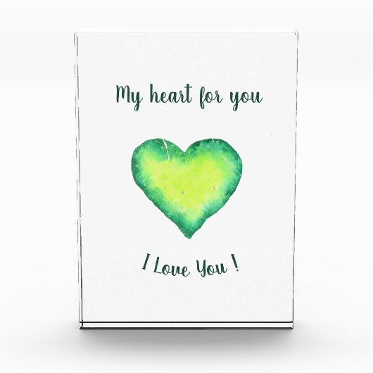 Ik hou van jou Schattig groen en blauw hart verjaa Fotoblokken (Voorkant)