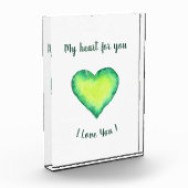 Ik hou van jou Schattig groen en blauw hart verjaa Fotoblokken (Links)