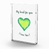 Ik hou van jou Schattig groen en blauw hart verjaa Fotoblokken (Rechts)