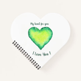 Ik hou van jou Schattig groen en blauw Hart Verjaa Notitieboek