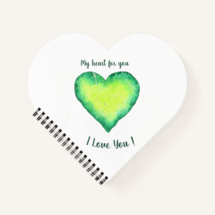 Ik hou van jou Schattig groen en blauw hart Verjaa Notitieboek