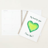 Ik hou van jou Schattig groen en blauw hart Verjaa Planner (Display)