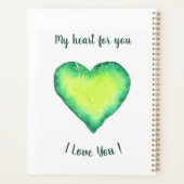 Ik hou van jou Schattig groen en blauw hart Verjaa Planner (Achterkant)