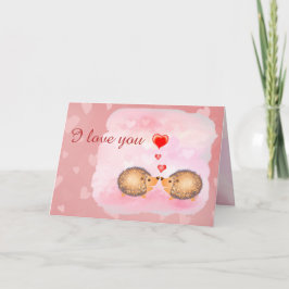 IK HOU VAN JOU schattige roze kus hegdehogs valent Kaart