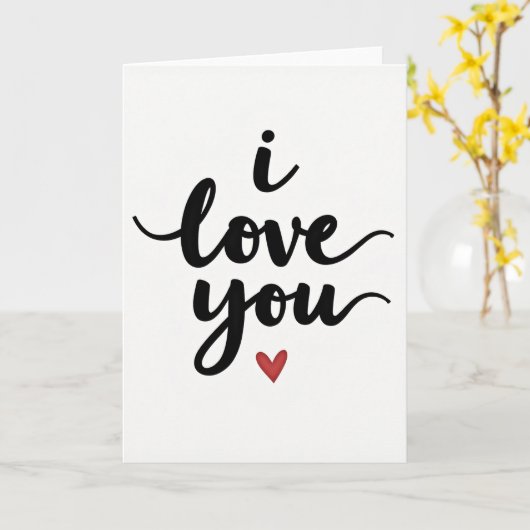 Ik Hou Van Jou Script Rode Hart Kaart (Gele Bloem)