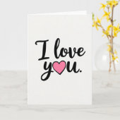 Ik Hou Van Jou Script Roze Hart Kaart (Gele Bloem)