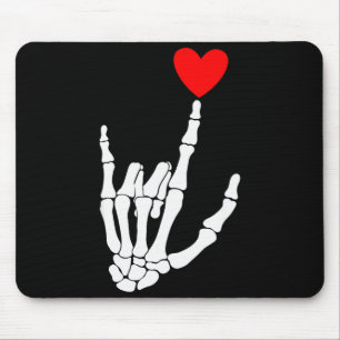 Ik Hou Van Jou Skelet Handgebaar Asl Hart Valentij Muismat