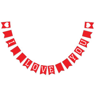 Ik hou van jou spandoek vlaggenlijn  vlaggetjes