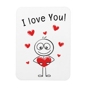 Ik Hou Van Jou Stick Figure Cute Hearts Kaart Magneet