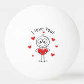 Ik Hou Van Jou Stick Figure Cute Hearts Pingpongbal (Voorkant)