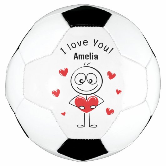 Ik Hou Van Jou Stick Figure Cute Hearts Voetbal (Voorkant)
